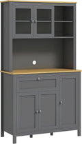 71-Inch Kitchen Pantry Cabinet with Five Doors and Drawer, Gray