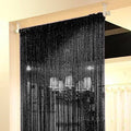 Topixdeals Rare Flat Silver Ribbon Door String Curtain Thread Fringe Window Panel Room Divider Cute Strip Tassel Party Events (1 Pack Black)