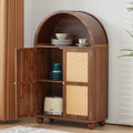 Wirrytor Arched Kitchen Storage Cabinet, Sideboard Buffet Cabinet with 2 - Tier and 2 Doors, Black Sideboard, Kitchen Pantry Cabinet, Wooden Storage Cabinet for Living Room