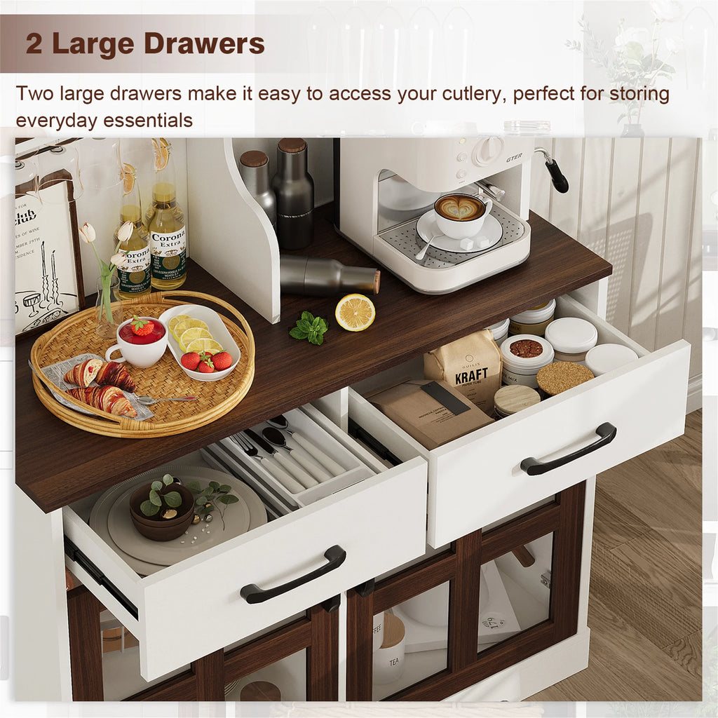 Planntonneo 71'' Tall Kitchen Pantry Storage Hutch Cabinet with Doors and Shelves, Grey Oak