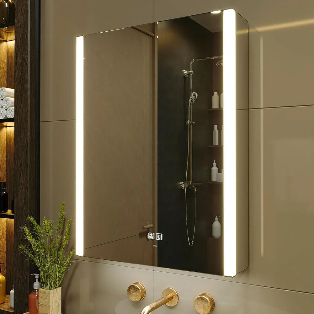 LED Bathroom Mirror Cabinet with Anti-Fog Function and Outlets