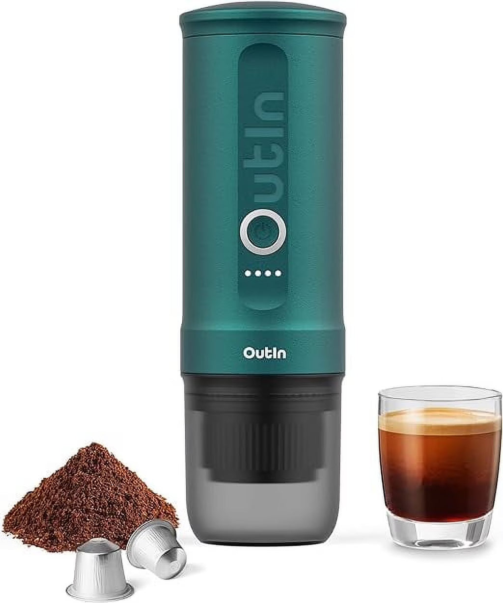 Nano Portable Electric Espresso Machine: 20 Bar, 3 - 4 Min Self - Heating, Mini 12V/24V Car Coffee Maker with NS Capsule & Ground Options - Ideal for Camping, Travel, RV, Hiking, Office (Space Grey)