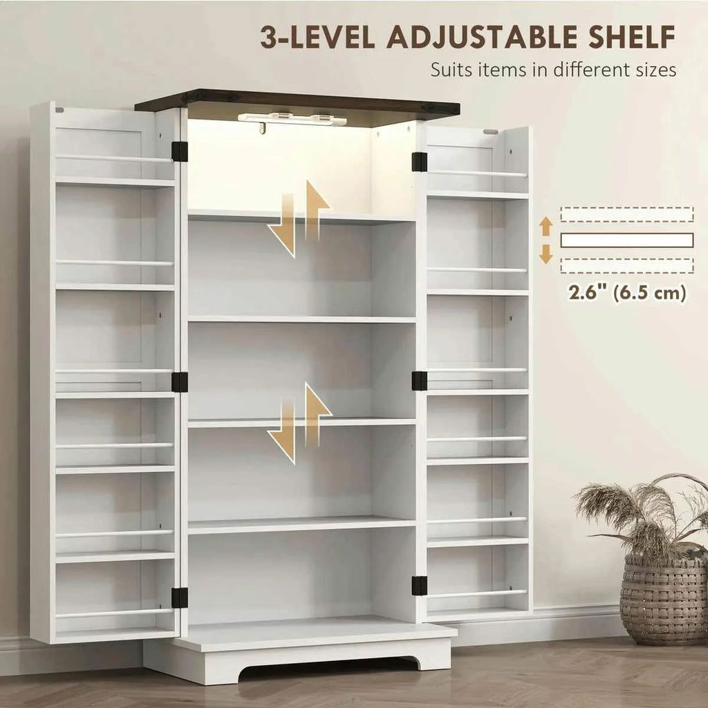 Spaco 17 - Tier Kitchen Small Pantry Cabinet with 2 Doors and 6 Adjustable Shelves, Cabinet Pantry, Freestanding 5 - Tier Shelving Pantries for Kitchen Storage, Gray