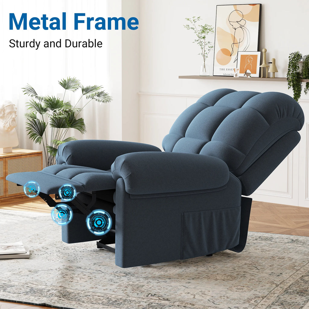 Power Recliner Chair, Electric Recline Sofa Chair for Adults with USB Port, Comfy Teddy Fleece Adjustable Cloud Sofa, Tool - Free Setup, Beige White