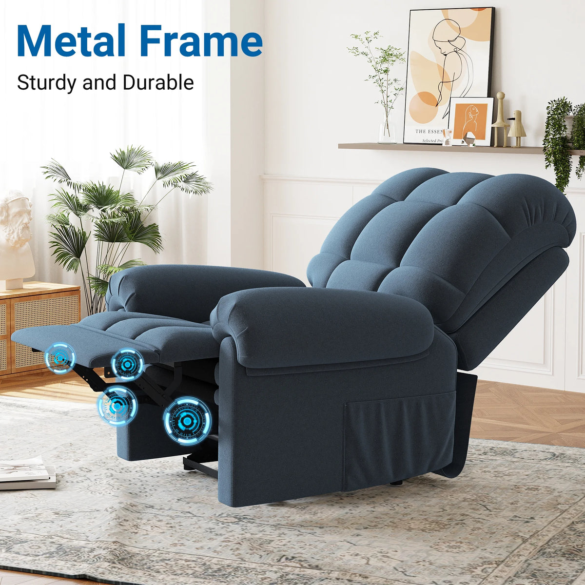 Power Recliner Chair, Electric Recline Sofa Chair for Adults with USB Port, Comfy Teddy Fleece Adjustable Cloud Sofa, Tool - Free Setup, Beige White