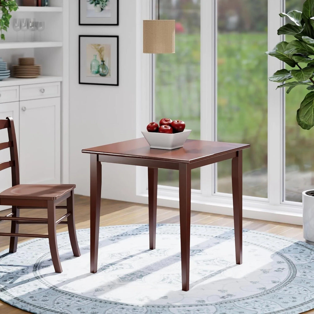 Square Wood Dining Table, Antique Walnut