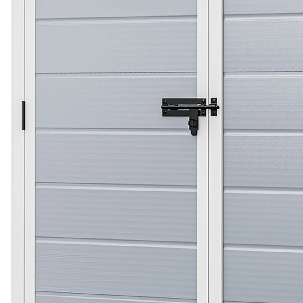Modfusion 4.62.66.3 Ft Resin Storage Shed with Window, Floor, Plastic Roof, Storage Cabinets for Brooms Vacuum Cleaners Fits 65 to 68 in, Winter Gear Box, Black