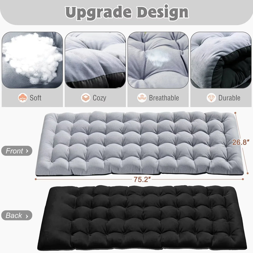 MOPHOTO Lounge Chair with Mattress, Outdoor Chaise Lounge Support 440 lb, Adjustable Portable Heavy Duty Sleeping Cots Bed for Camping, Pool, Beach, Patio