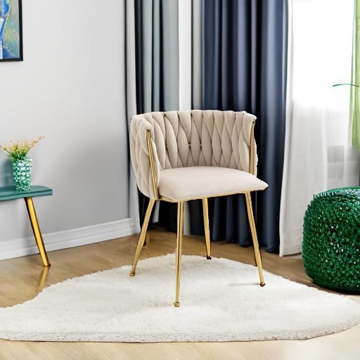 Velvet Dining Chairs with Gold-Tone Legs, Set of 4