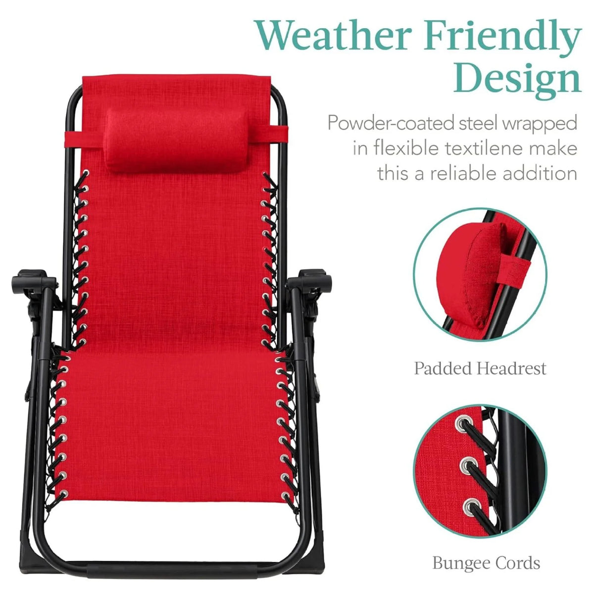 Oversized Chair, Folding Outdoor Patio Recliner, XL Anti Gravity Lounger W/Removable Cushion, Cup Holder, Side Tray, 350 lb Capacity - Taupe