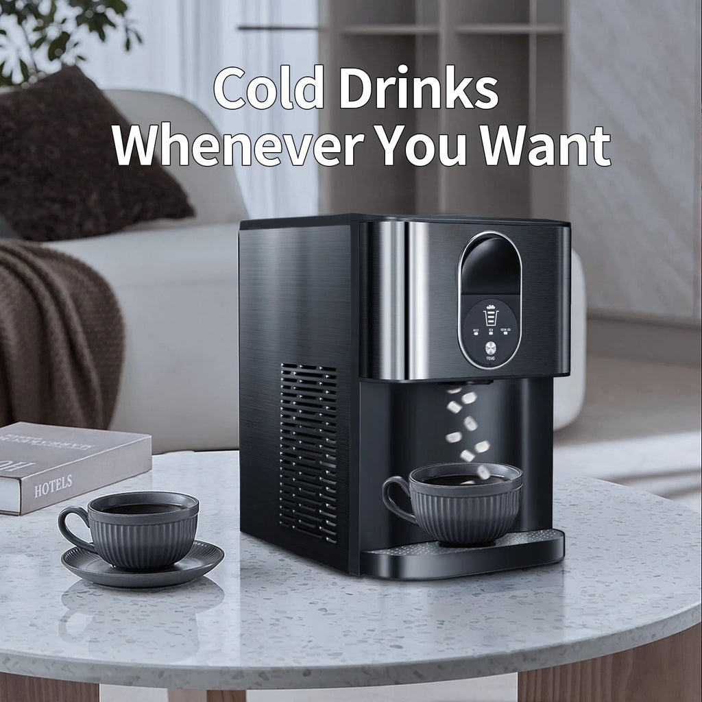 Moifoi Nugget Ice Maker, Culb in 6mins, 44 lb/24 H, Auto - Cleaning Portable Ice Machine with Basket & Scoop, Black