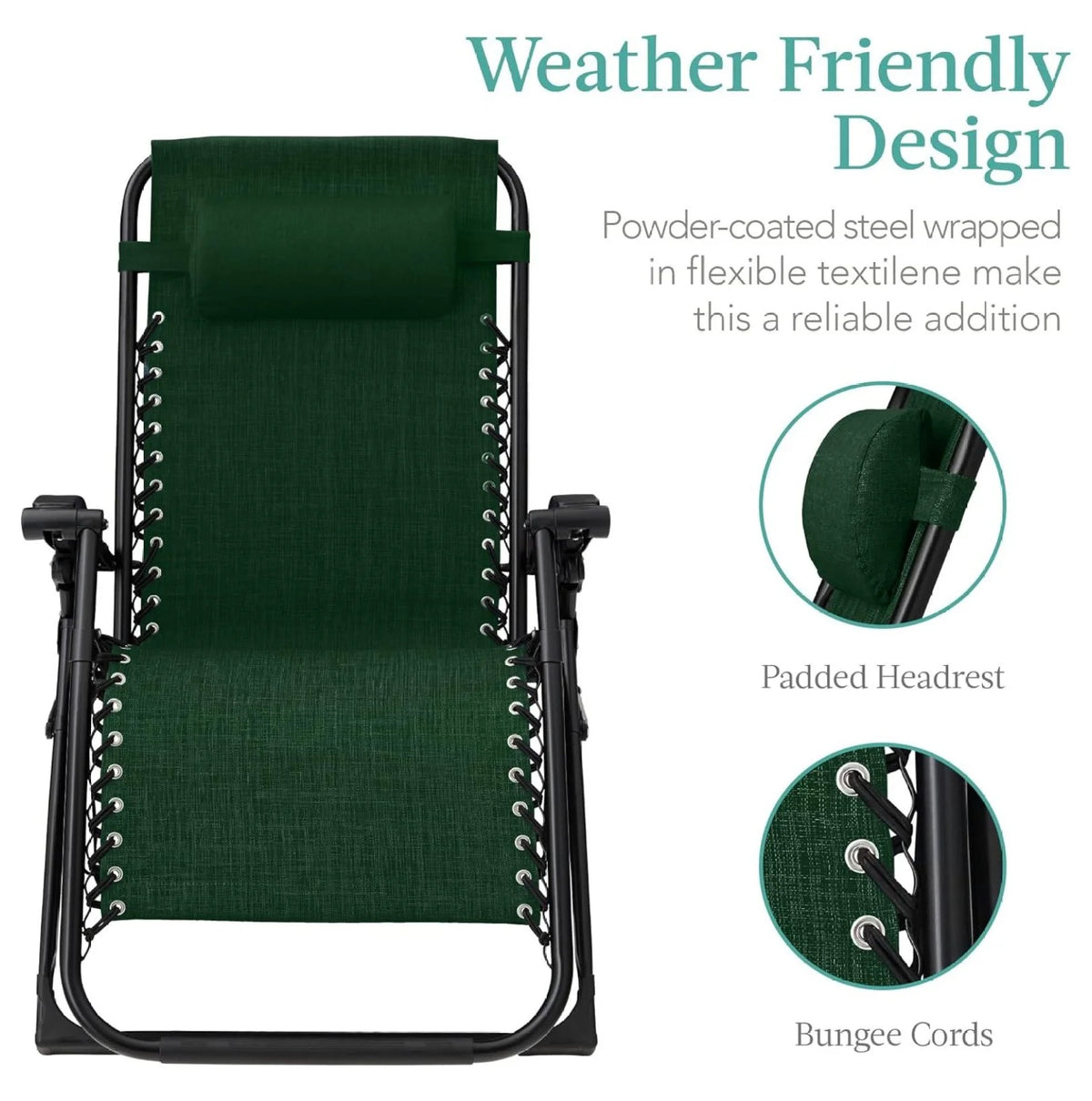Oversized Chair, Folding Outdoor Patio Recliner, XL Anti Gravity Lounger W/Removable Cushion, Cup Holder, Side Tray, 350 lb Capacity - Taupe